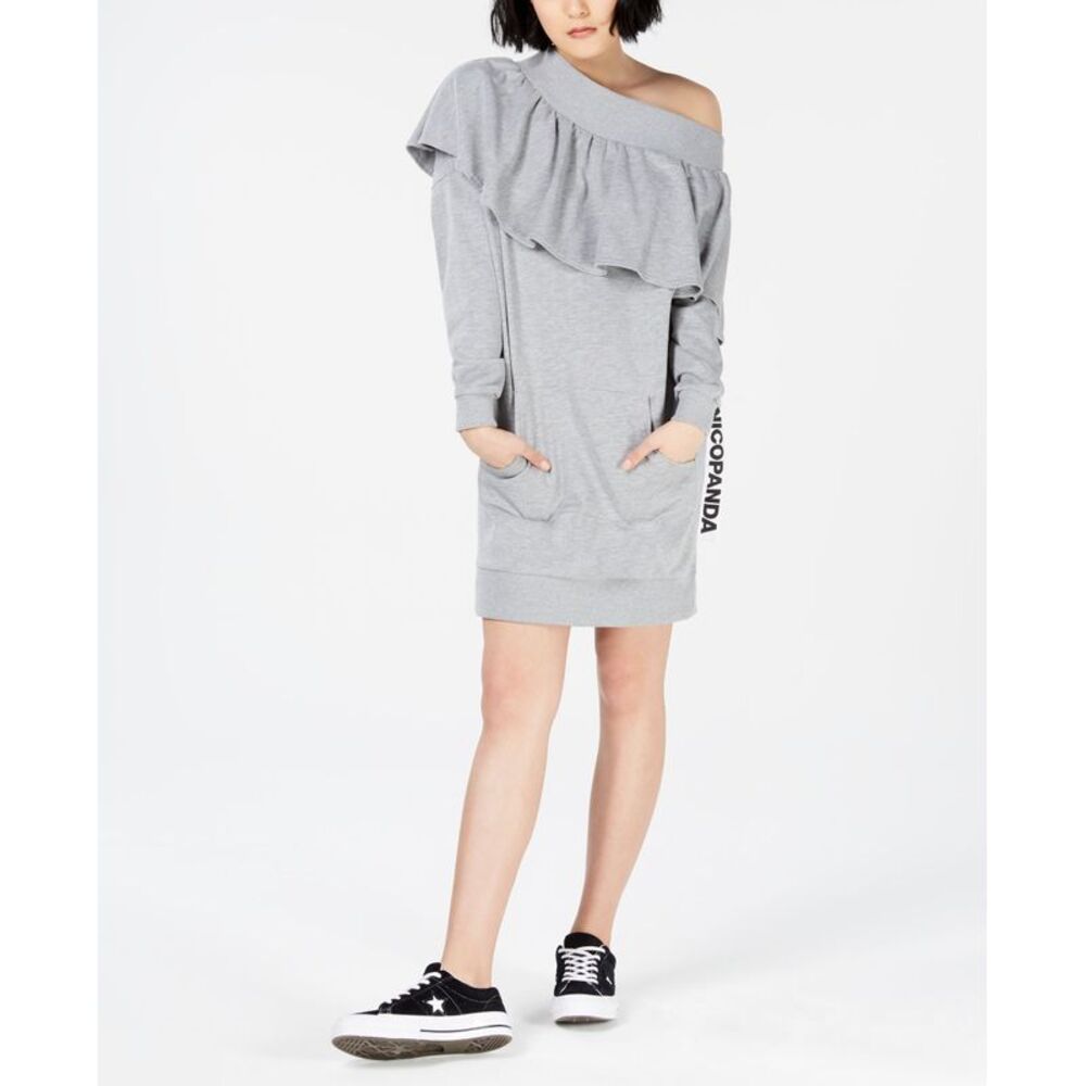 Nicopanda Off The Shoulder Sweatshirt Dress
